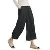 2026 New Women's Linen Cotton Wide Leg Pants, Elastic Waist Cropped Culottes for Spring Summer Casual Wear