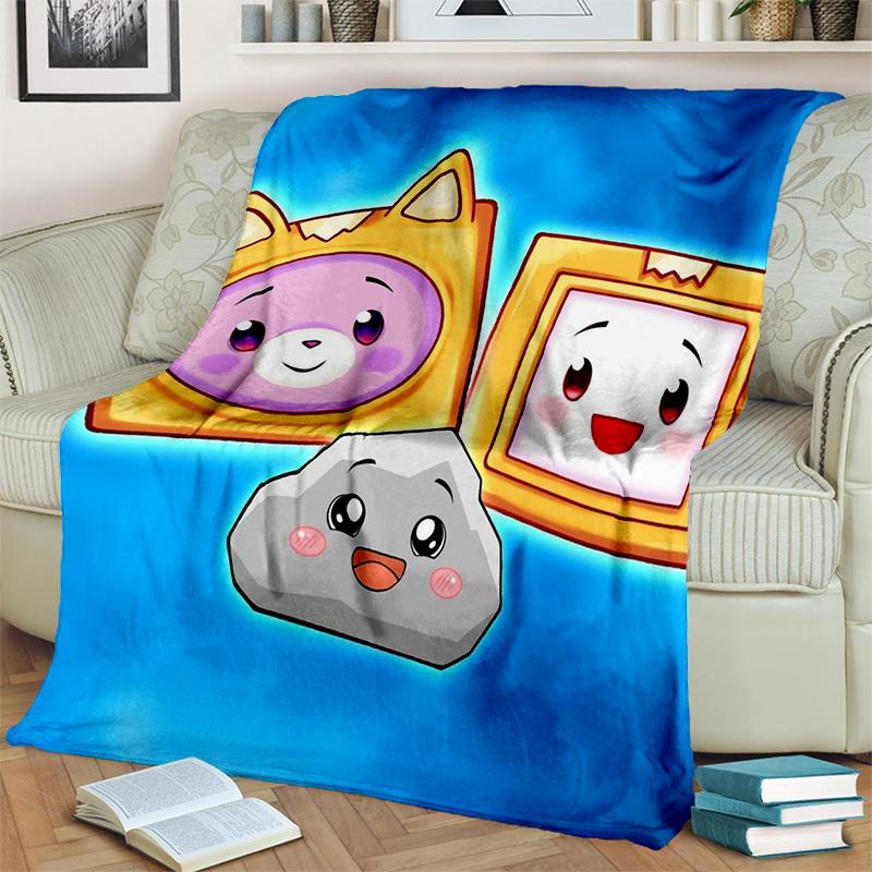Happy Foxy Boxy i Rocky Lankybox koc, miękki koc do rzucania dla domu sypialnia kanapa z funkcją spania piknik podróż biuro okładka koc dla dzieci