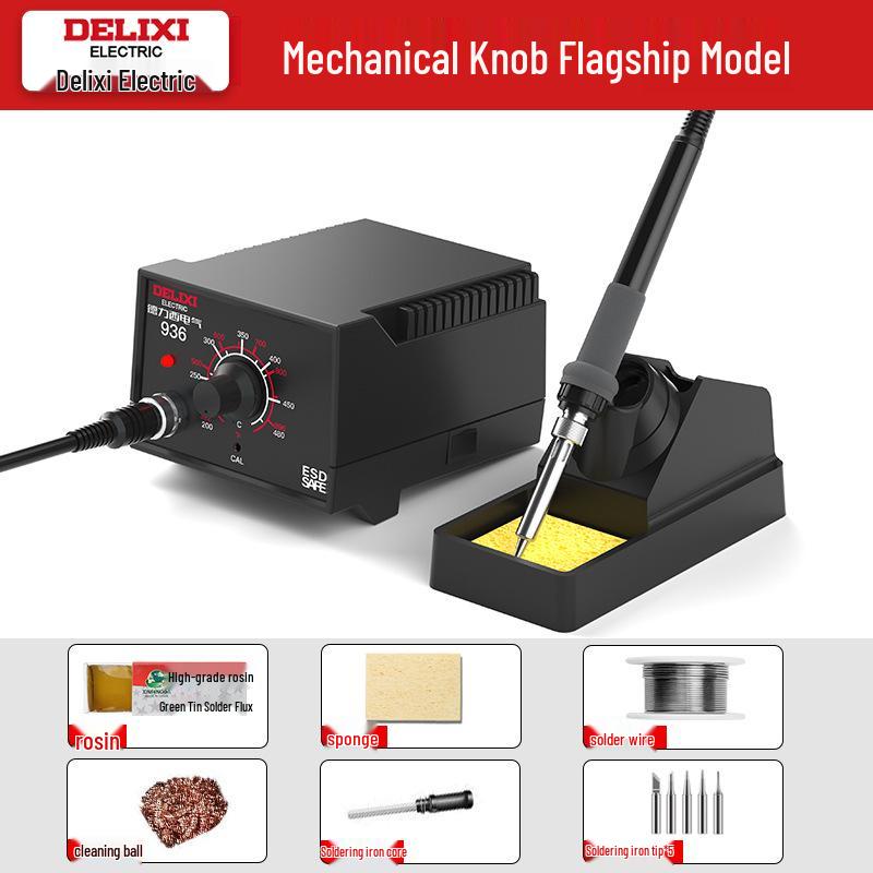 Delixi 936 Adjustable Soldering Station: High-Power, Constant Temperature Soldering Iron for Household Repair & Welding.