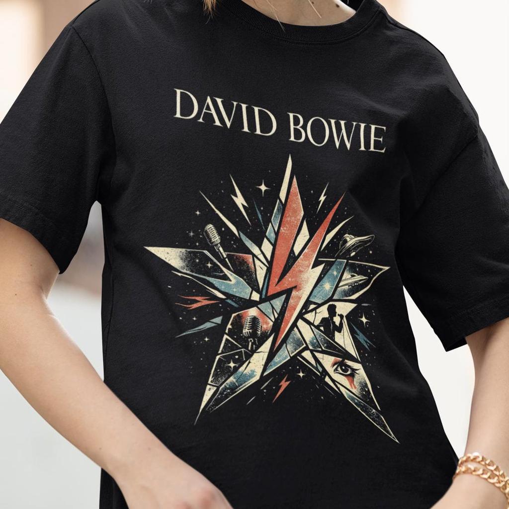 Maglietta David Bowie | Maglietta Musica Rock | Under Pressure | Let's Dance | Laughing With Liza | Merchandising David Bowie | T-shirt in Cotone Unisex