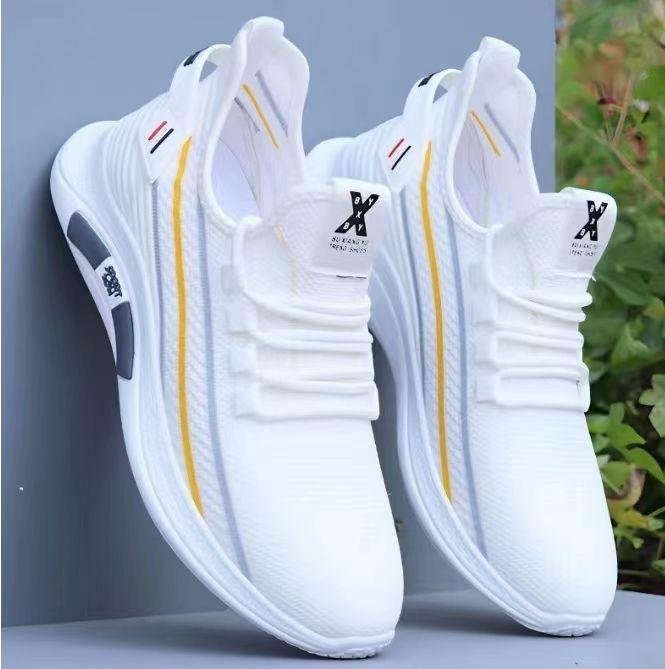 Men's Shoes Men's Autumn Season New Breathable Mesh Shoes Trendy Versatile Men's White Shoes Casual Lightweight Soft-soled Sports Shoes