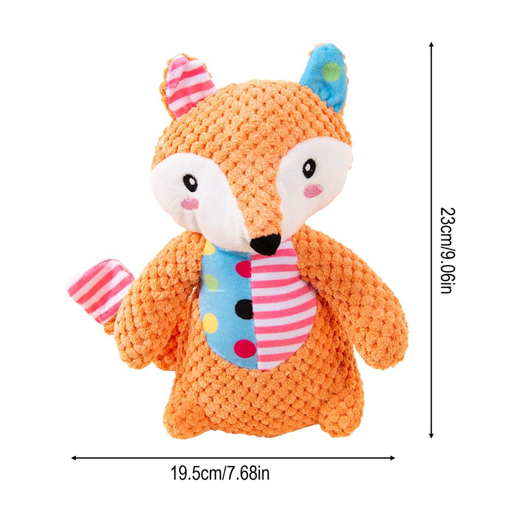 Durable Squeaky Dog Toy Fox Shaped Plush Puppy Chew Interactive Pet Gift for Small To Medium Dogs