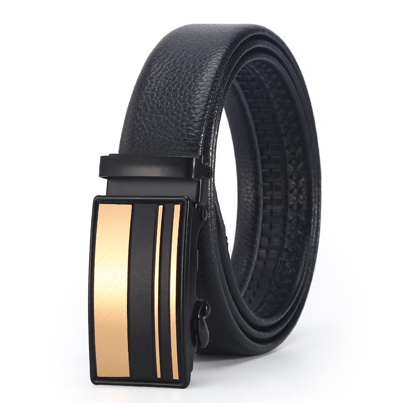 Belt Men'S Business Automatic Buckle Belt Scratch Resistant Lychee Pattern Belt Body Stall