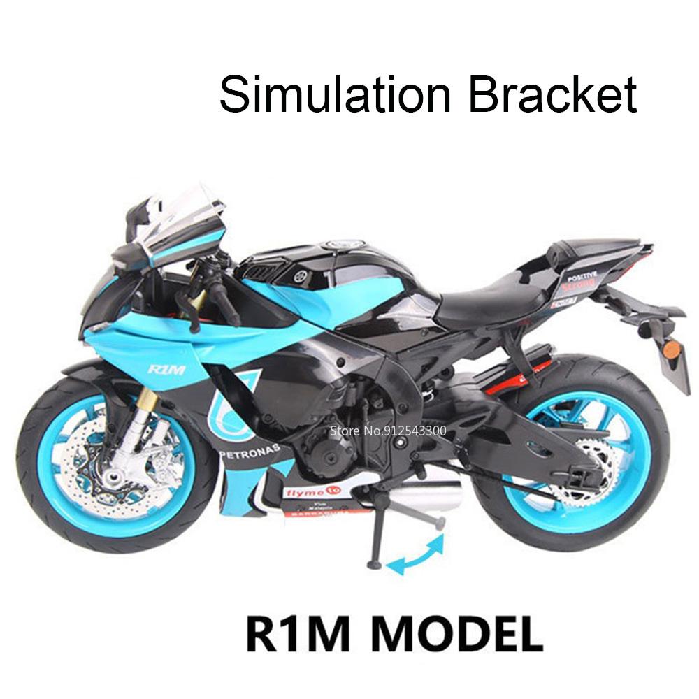 1:9 R1M SUZUKI GSX-1000R Motorcycle Model Toy Alloy Diecast Supportable Tripod Simulation Off-road Motor Models Toys Kids Gifts