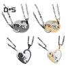 1 Pair Couple Necklace Hugging Cat Matching Pendant Choker Necklace Friends Parents Charm Necklace Jewelry Gift