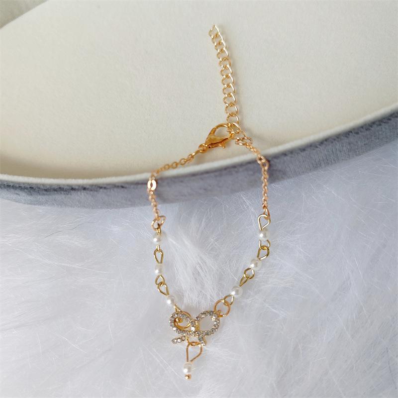 Korean version bow pearl bracelet female sweet princess style high fashion jewelry accessories