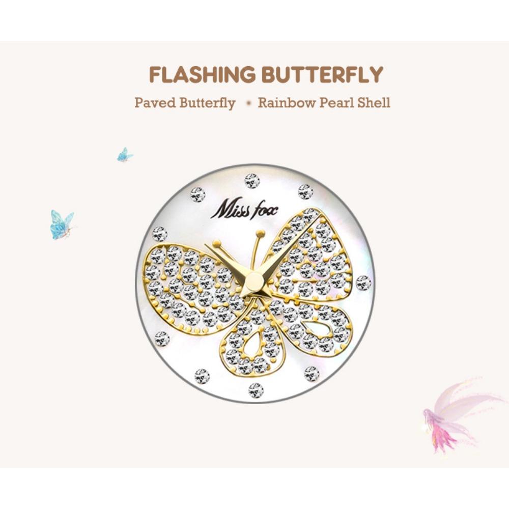 Butterfly Rhinestone Quartz Watch For Women Round Full Diamond Bezel Shell Dial Luxury Alloy Bracelet Elegant Party Waterproof Wristwatch