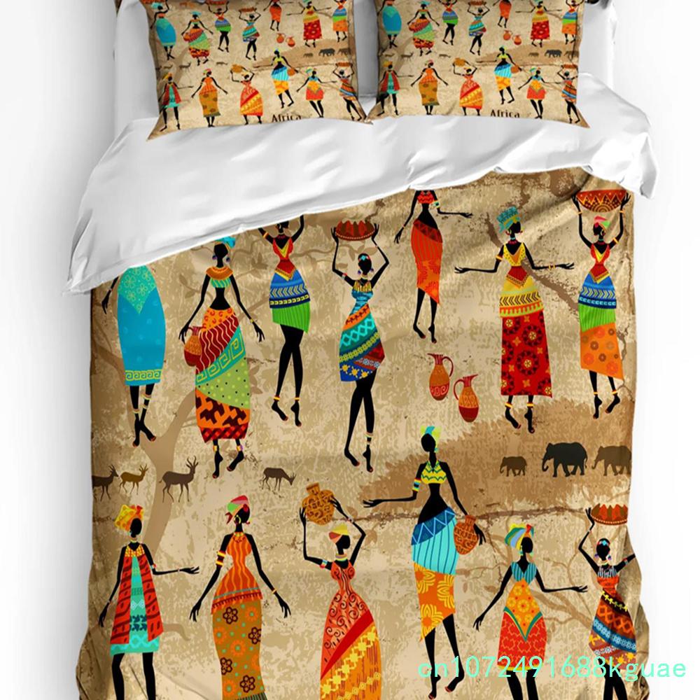 Africa Silhouette Elephant Giraffe Duvet Cover 3pcs Bedding Set Home Textile Quilt Cover Pillowcases Room Bedding Set No Sheet