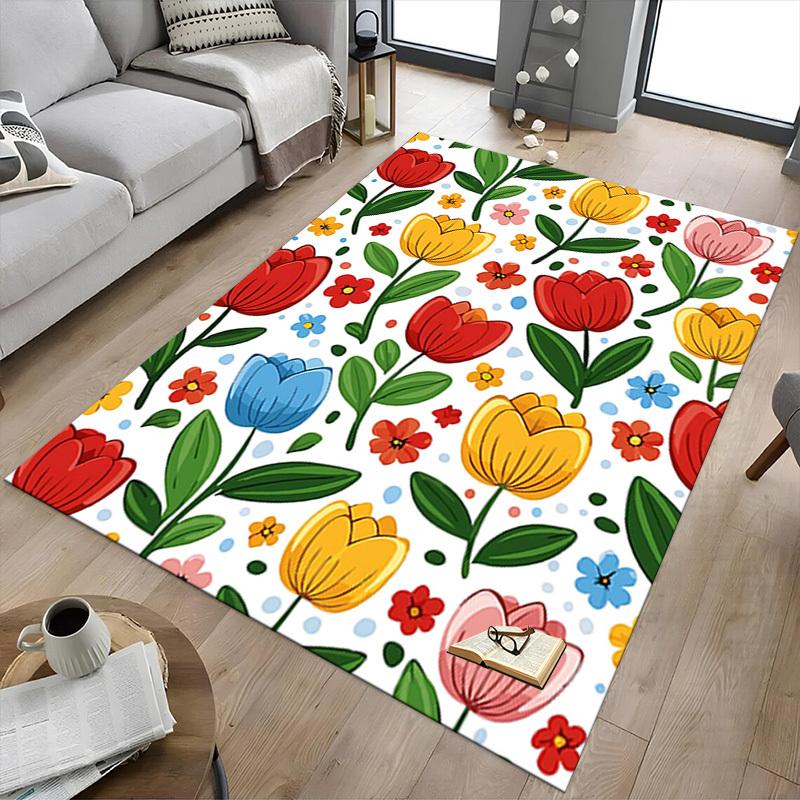 1PC Tulip Flowers Extra Large Non-Slip Floor carpet, Office, family, bedroom, Studio - Large Area RugJ0333