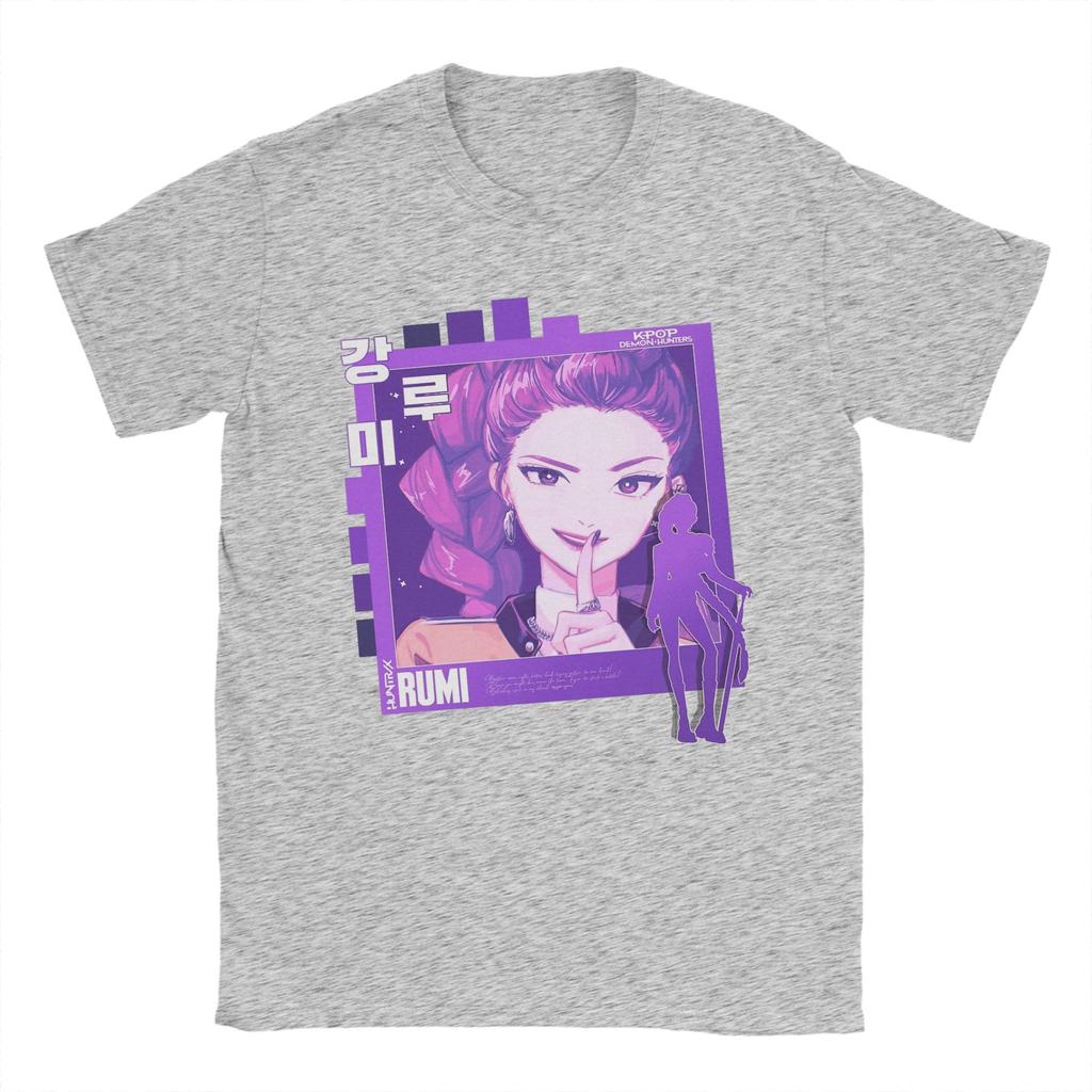 Rumi Graphic Photocard Kpop Demon Hunters T Shirt Men's Cotton Casual T-Shirts Round Collar Tee Shirt Short Sleeve Tops Gift