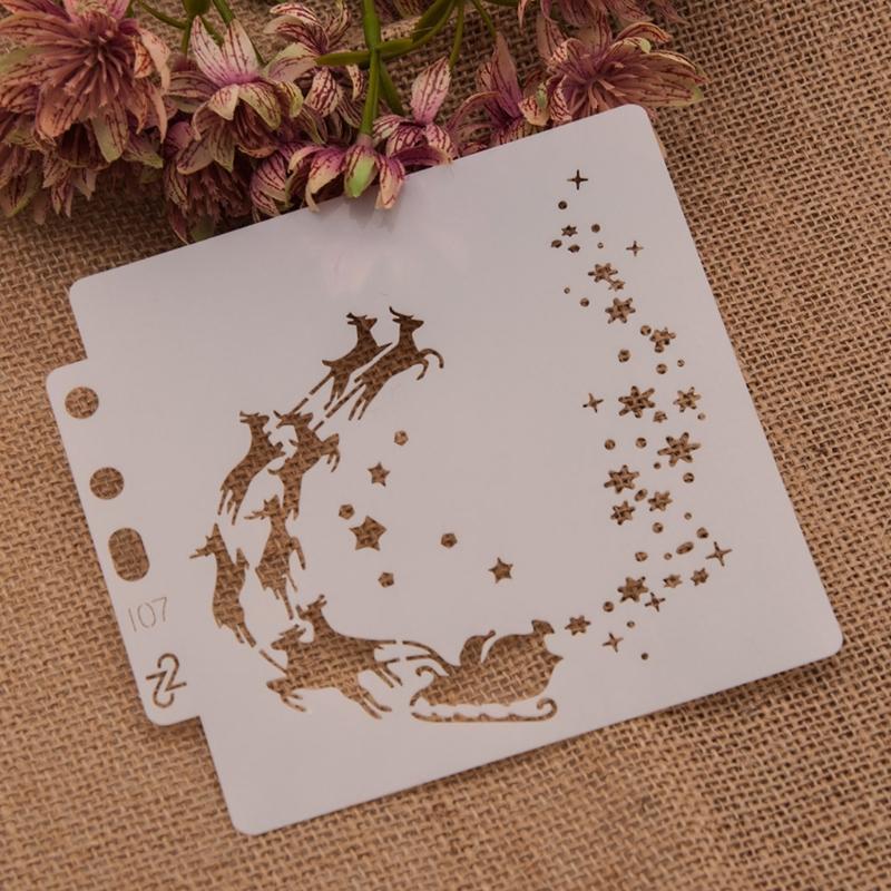 Exquisite Christmas Spraying Drawing Template Portable Washable 3-ring Loose-leaf Stencils Reusable Anti-break for Kids