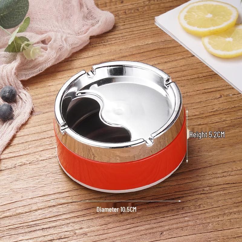 Creative Stainless Steel Ashtray with Lid - Anti-Fly, Ideal for Office, Bathroom, or Living Room