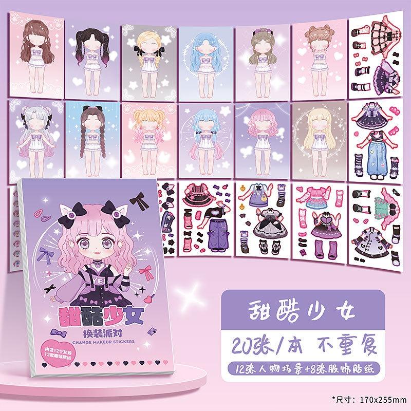 Cute Princess Dress Up Sticker Book Cartoon Girls Kids Educational Activity Book