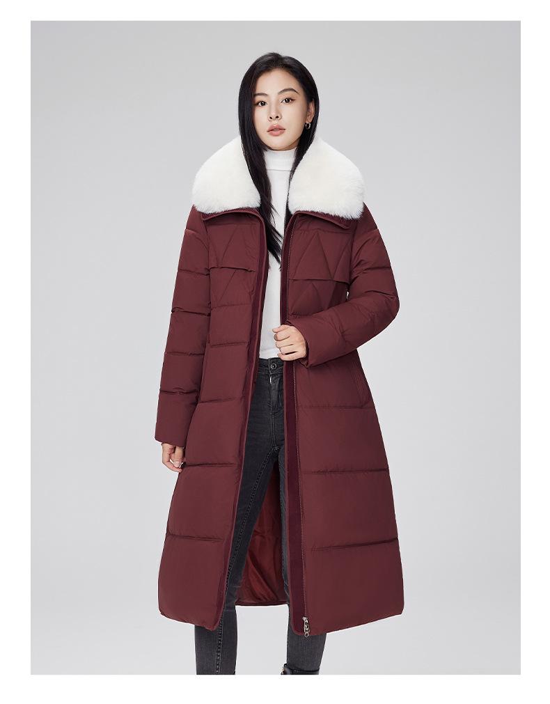 Women’s Long Fur Lapel Windproof Thicken Warm Winter Jacket