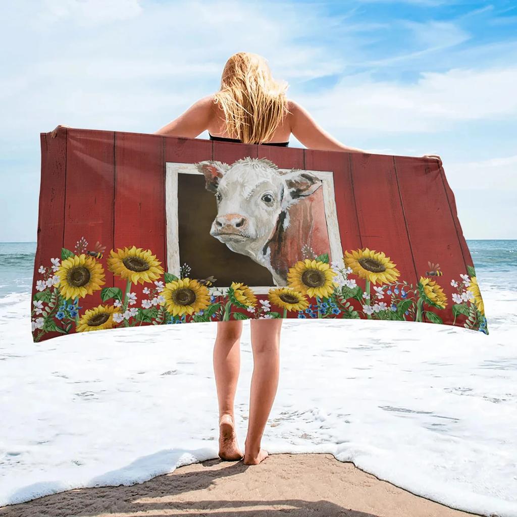 Daisy Sunflower Funny Tiger Cartoon Bath Towel Microfiber Yellow Flower Beach Towel Summer Quick Dry Swimming Cover Face Towels