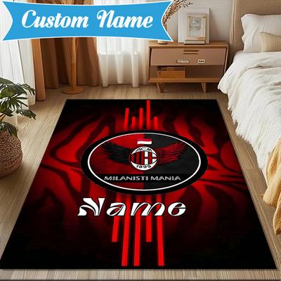 Custom Name AC-Milan Emblem Rug Game Carpet, Floor Mat for Bedroom Living Room Entryway Rug, Home Decor Idea Gift for Christmas Birthday