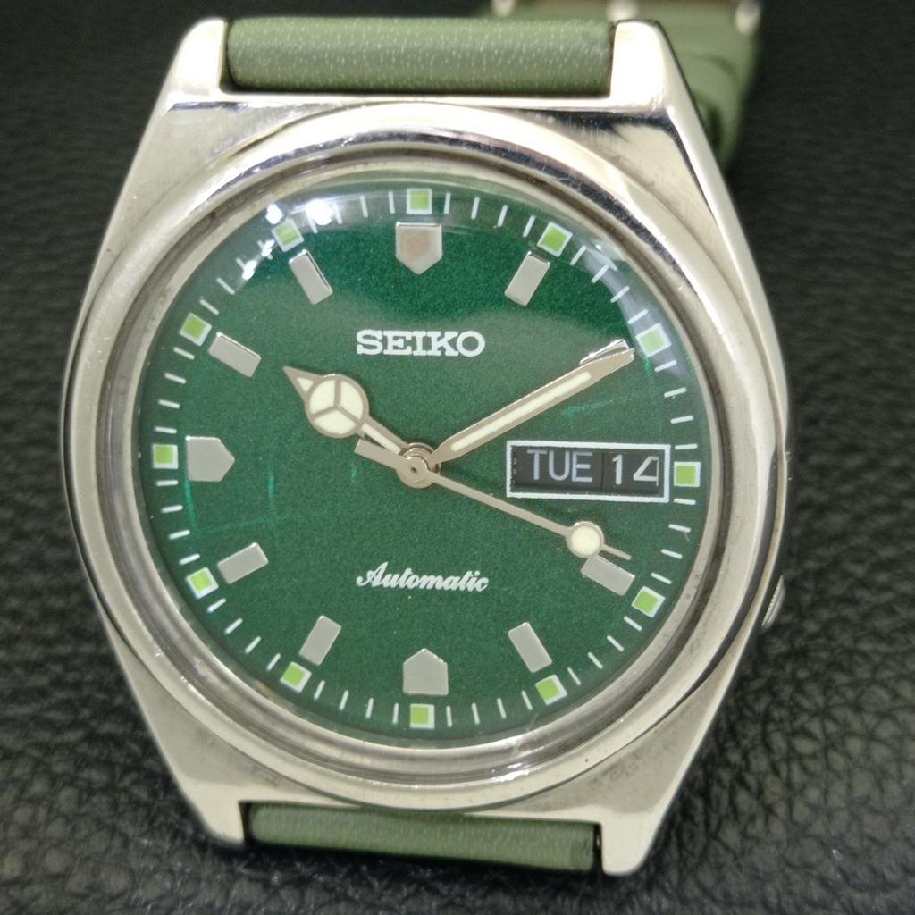 AUTOMATIC 7S36A VINTAGE SEIKO JAPAN MENS GREEN COLOR DIAL WATCH A701546-5