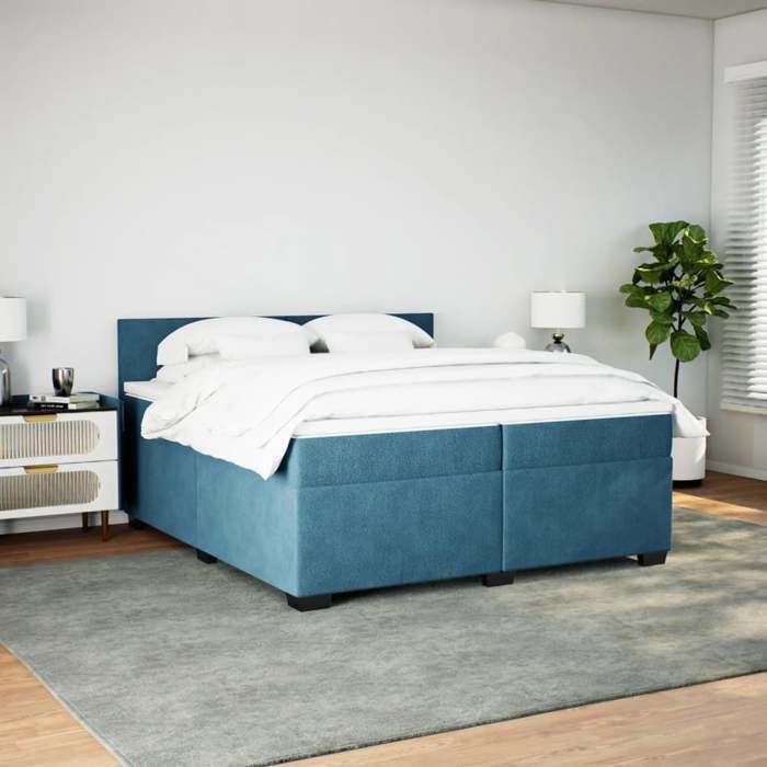 Maison Exclusive - Sommier à lattes de lit et matelas Bleu foncé 200x200cm Velours