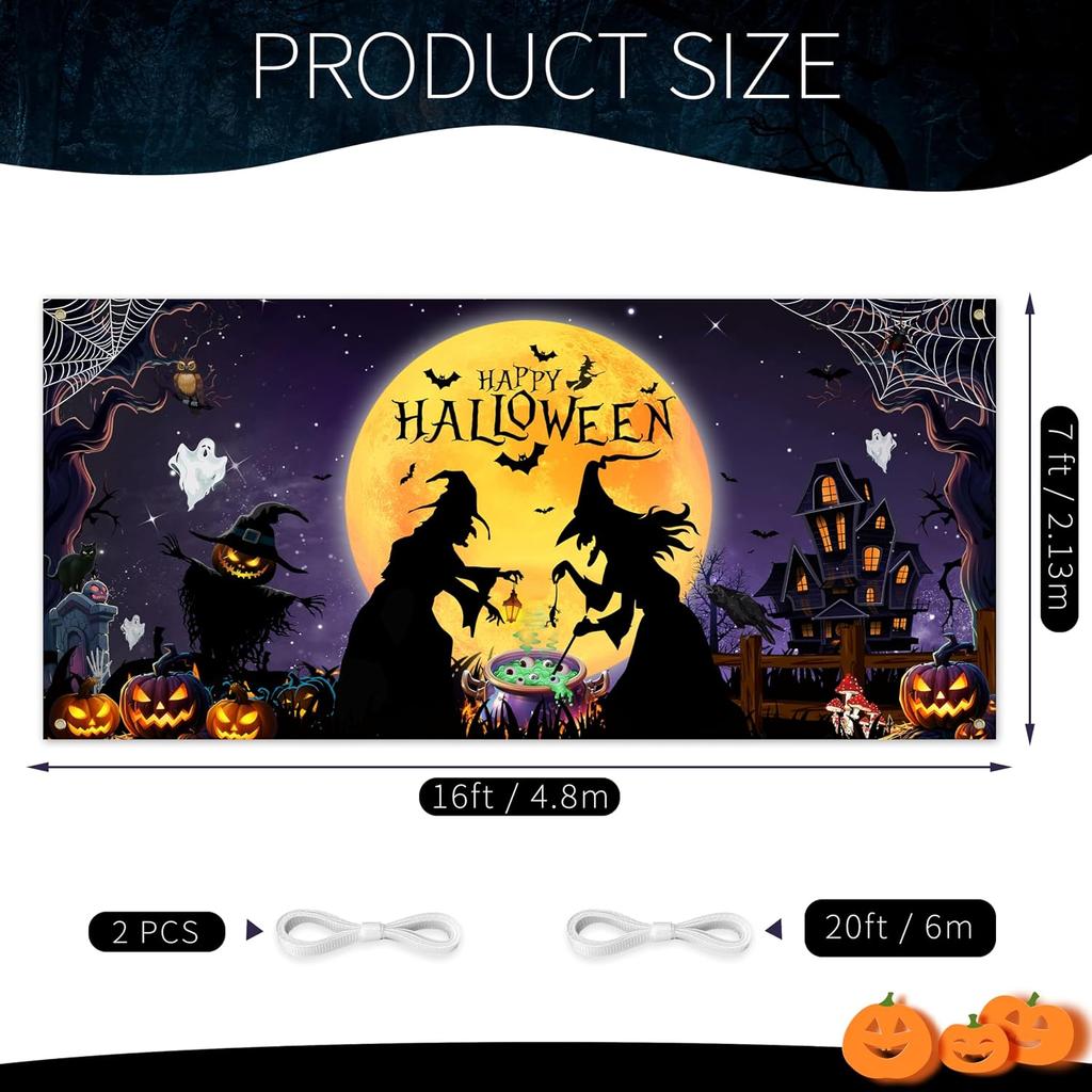 Halloween Garage Door Banner Cover 7x16Ft Outdoor Decor