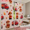 2D flat printing 2pcs Party Window Curtains Cute Bear Firefighter Digital Printed Polyester Drapes Festive Holiday for Photo
