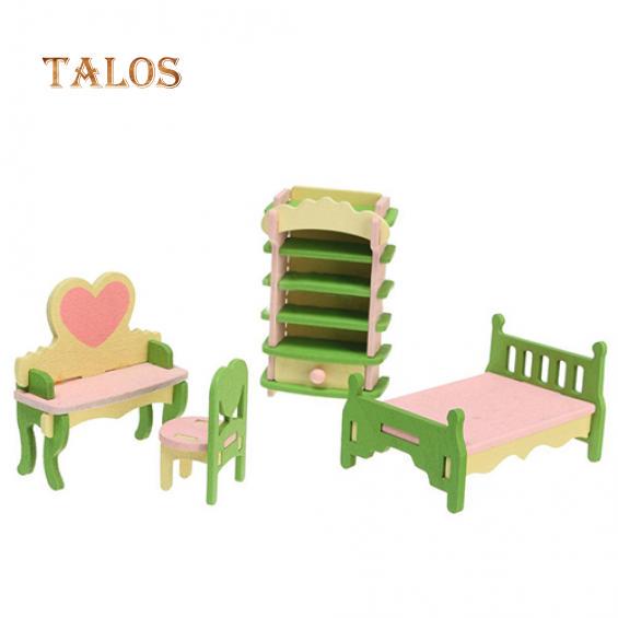Wooden Miniature Doll House Furniture Room Set Toy Xmas Gift for Child ...