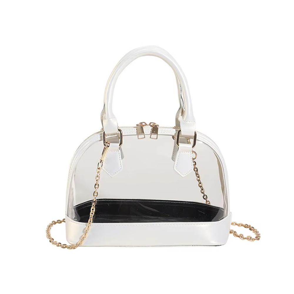 Elegant PU Leather Handbag Shell Shape Casual Messenger Purse Transparent Jelly Handbag  Girls