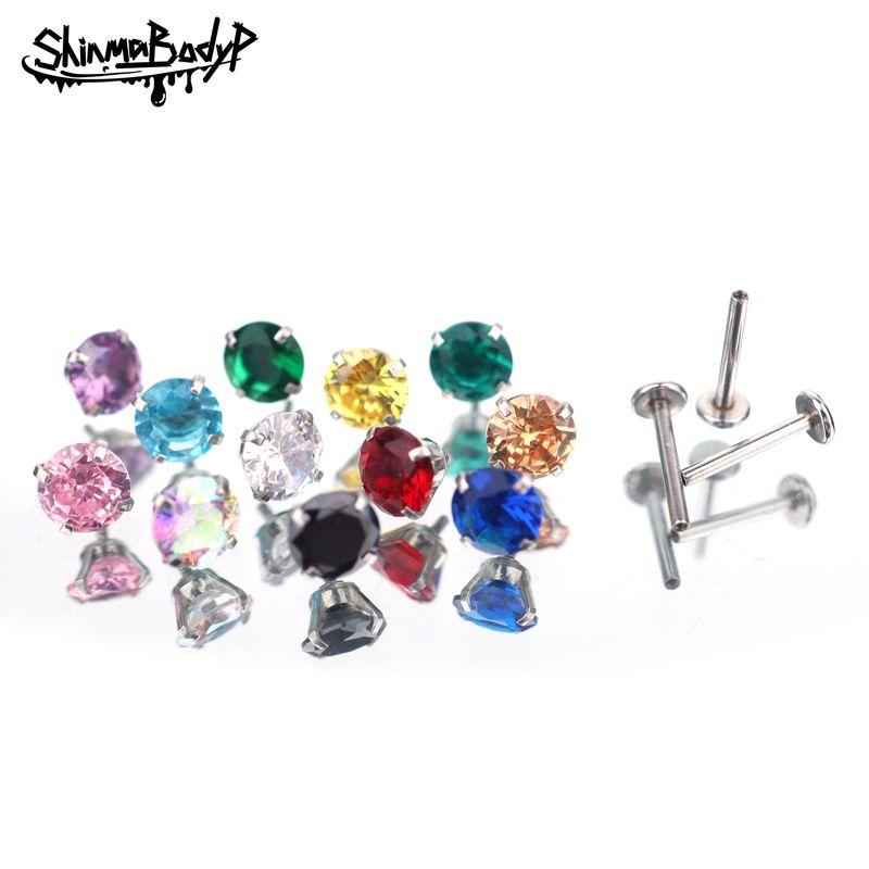 

Shinma 16G Titanium Steel Zircon Internal Thread Internal Thread Labret Stud Earrings Ear Bone Stud Fashion Trendy Piercing Jewelry This Is a Guide Pin!