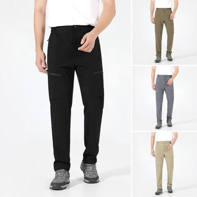Unisex Climbing Pants Waterproof Quick-drying Travel Trousers Wide Leg Loose Straight Multi Pockets Elastic Waist Full