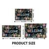 Cartoon Cat Carpet Mat Rug Blue Red Stripe Design with MEOW Text Cute Non-slip Floor Mat for Home Decoration Door Mat Home Mat