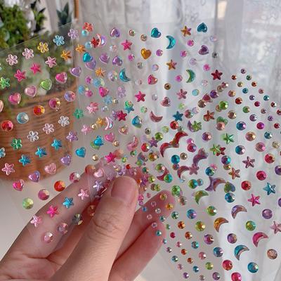 Autocolante Strălucitoare cu Pietre Strass pentru Meșteșuguri DIY Autocolante cu Pietre Stea Lună pentru Scrapbooking și Jurnalizare Pietre Scânteietoare Autoadezive pentru Realizarea Cardurilor