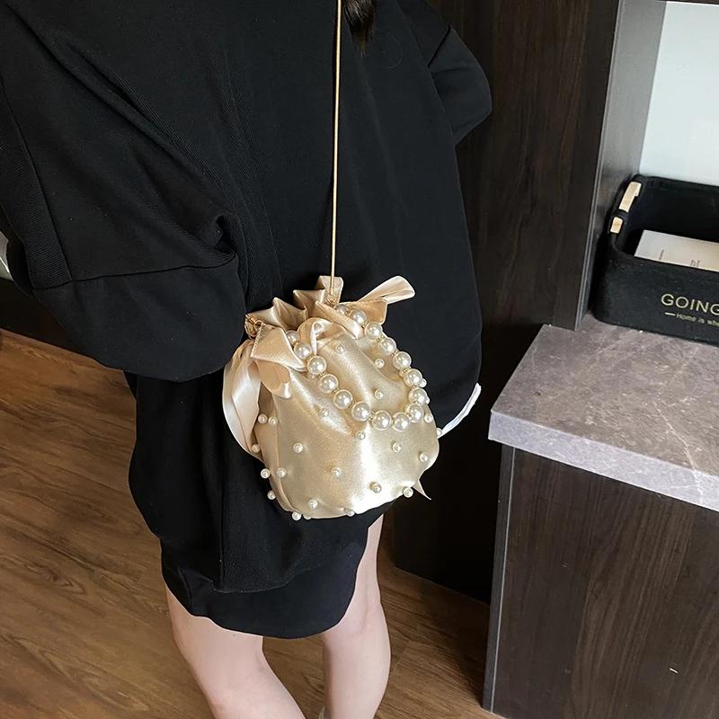 Fashion Beading Design Sweet Shoulder Bags Hot Sale Exquisite Versatile Crossbody Bags Elegant String Light Luxury Ladies Bag