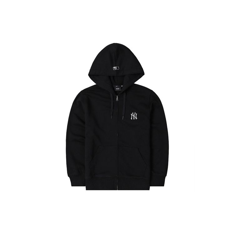 MLB Basic Logo New York Yankees Logo Print Solid Color Lamb Fleece Hoodie Jacket Men Jackets Black 3ATRB0214-50BKS
