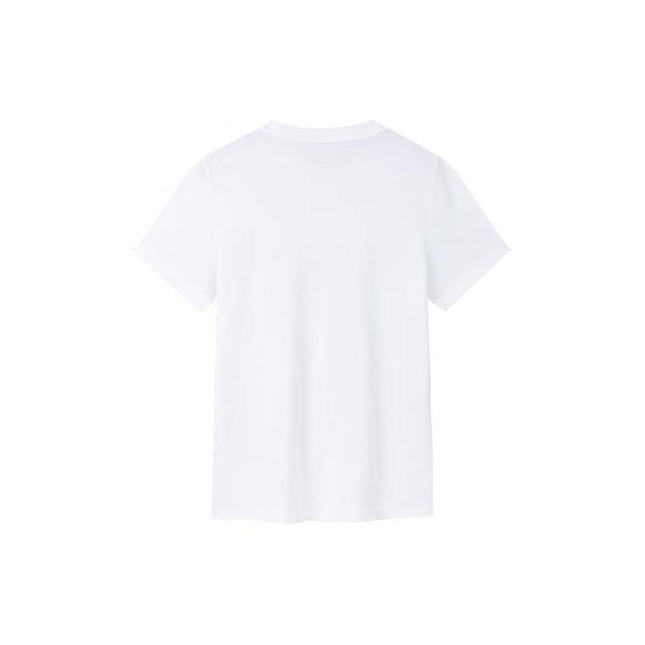 Anta Training Series Round Neck Soft Comfortable Straight Casual Sports Knit Short Sleeve T-Shirt Women Tops Snow-White 162427102-1
