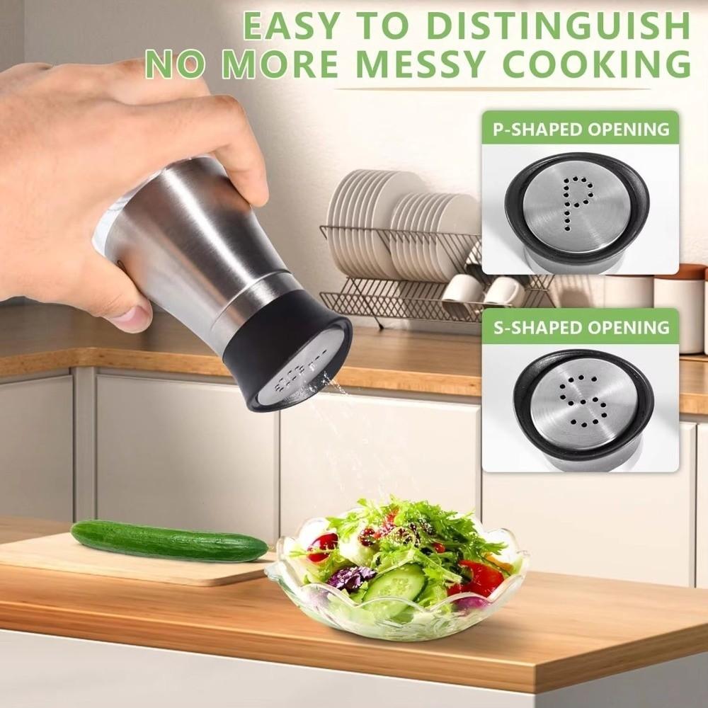 2 Stück Auslaufsichere Salz-Pfeffer-Streudose Versiegeltes Gewürzaufbewahrungsglas Lebensmittelzubereitung