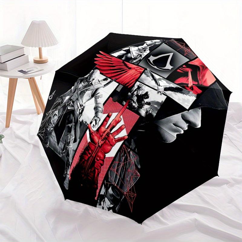1pc Assassin's Creed Self-Folding Umbrella, 8-Bone Compact Travel Umbrella, Durable Plastic And Iron Frame104