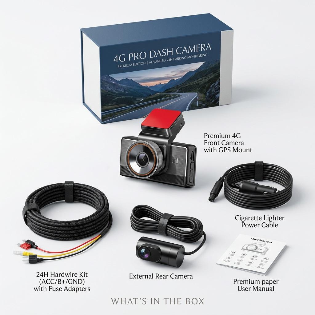 4G 2K Dual-Lens Dash Cam, 3-Inch Screen, WiFi, GPS Tracking, Remote Live Video Via Phone, 12-24V Power Supply, Car Camera
