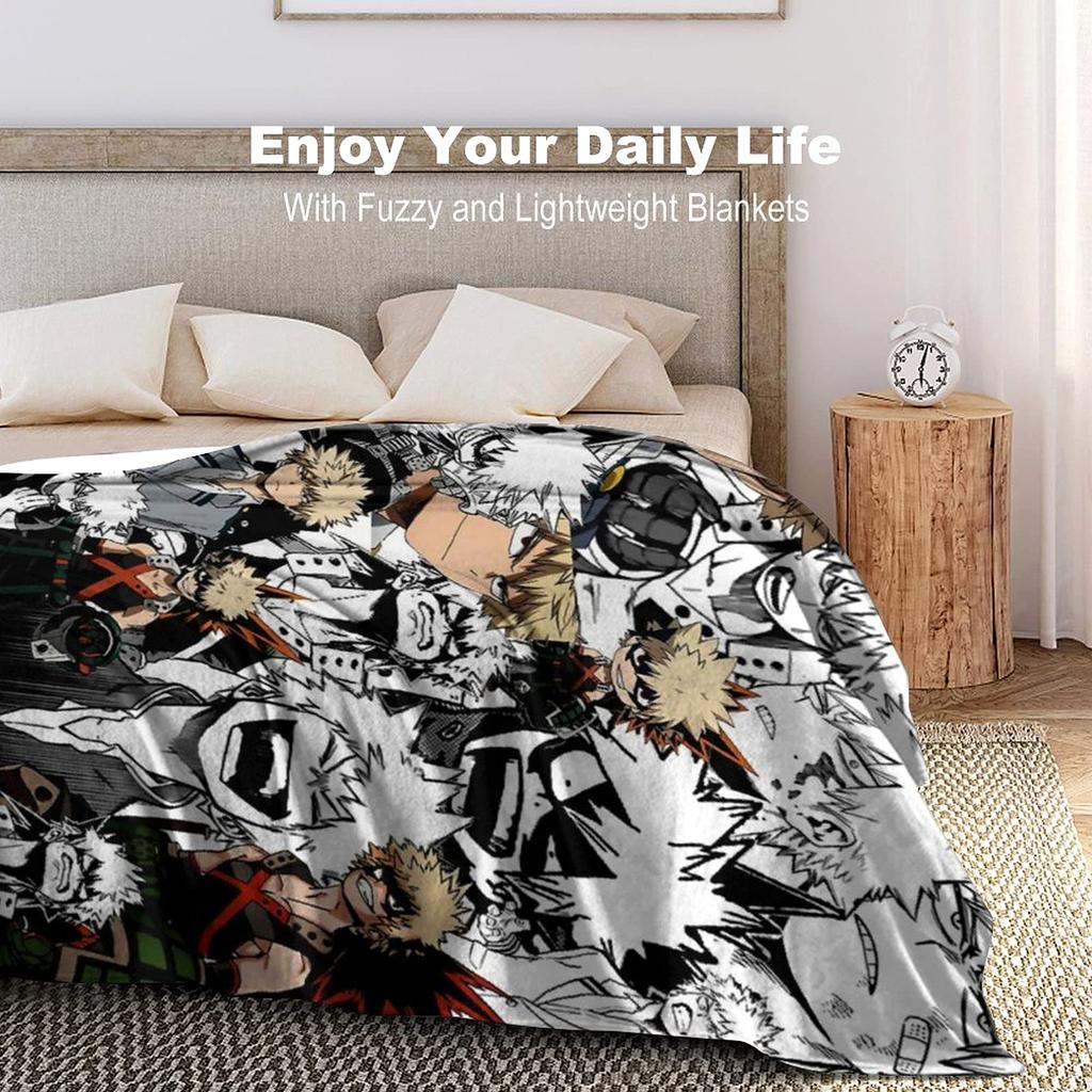 My Hero Academia Anime Characters Super Soft Flannel Throw Blanket 3D-Printed Cartoon Blanket Warm Soft Bedspread Home Decor