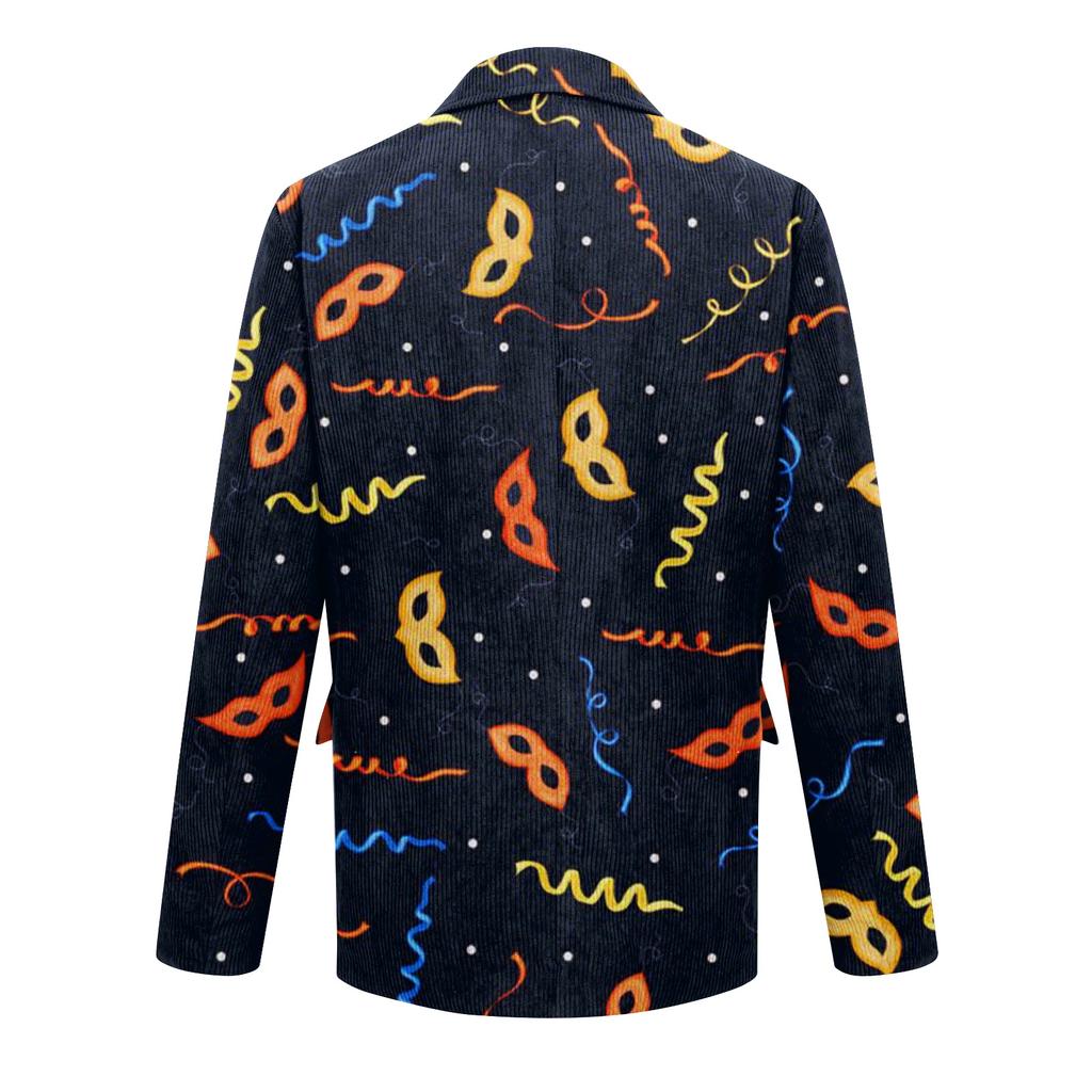 Men's Printed Corduroy Pocket Suit Jacket Cardigan Men's Casual Suit