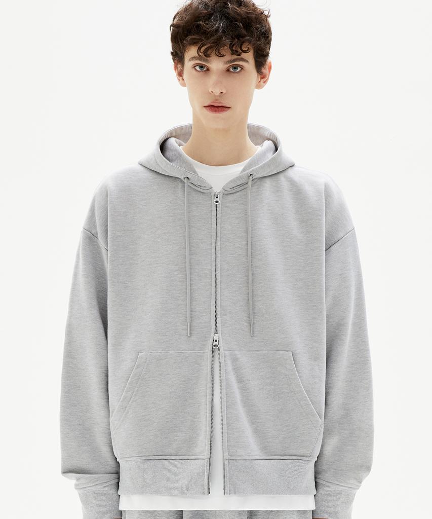 Trillion Essentials 2-Way Sweat Hoodie Zip-Up (Melange Gray)