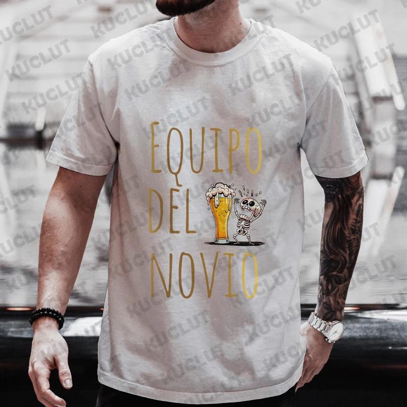 Spanish Evg Team Future Groom Man T Shirt Single Farewell Tees Wedding Top Funny Beer Bachelor Party Tshirt Father's Day Clothes