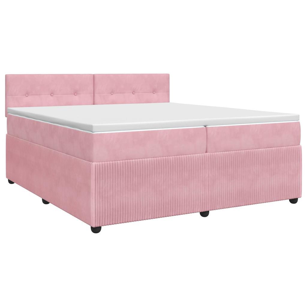Box Spring Bed with Mattress and Headboard Pink 200 X 200 Cm Velvet