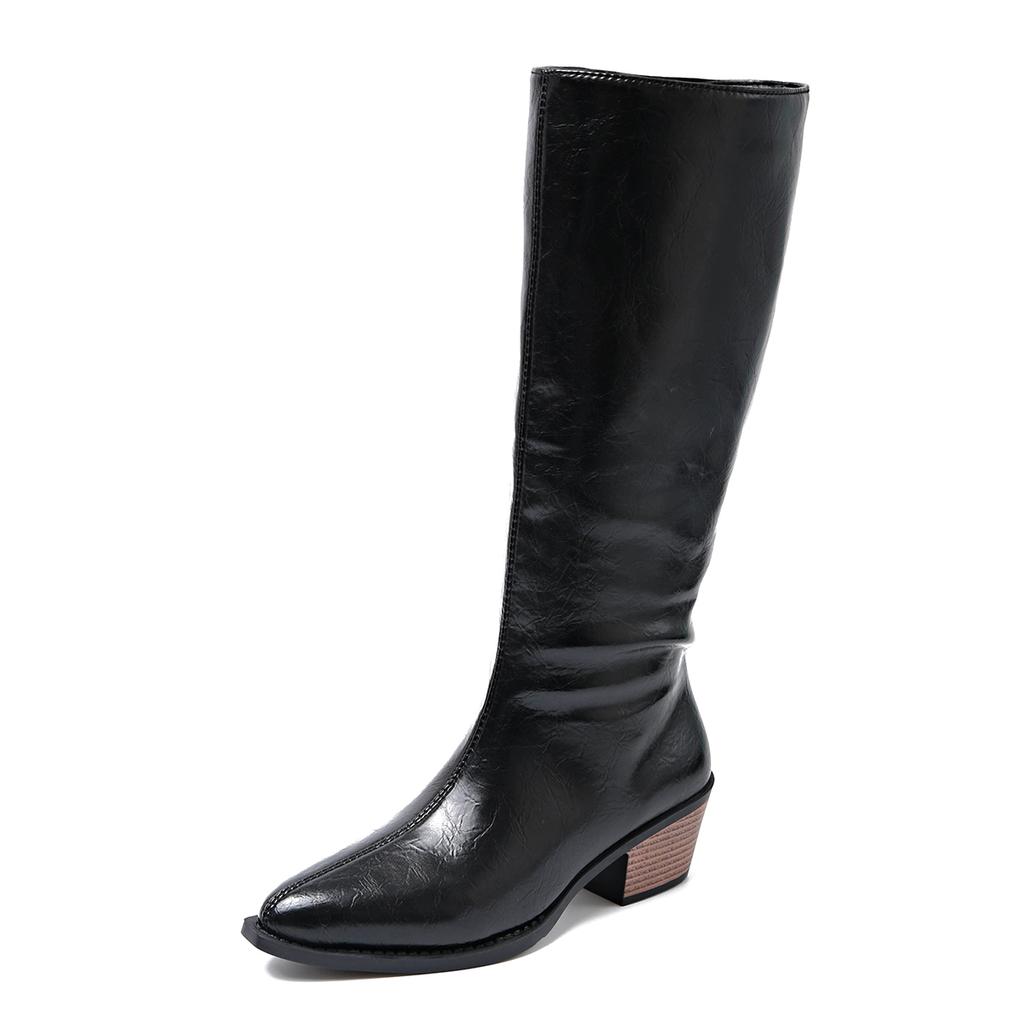 Fashion New Style Fashion Boots Women's Women's Boots Soft Leather High-heeled Knee Ins Tide Warm Snow Thick-heeled Shoes Zapatos Mujer