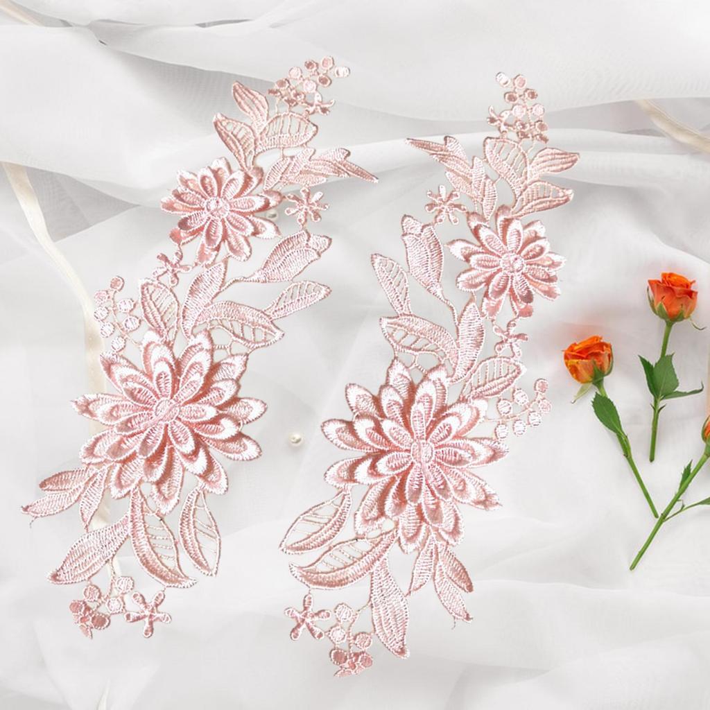 1 Par Aplique de Encaje Parches de Encaje Aplique Bordado de Flores para Vestido de Novia Ropa Chaquetas Diy Accesorios de Novia Suministro
