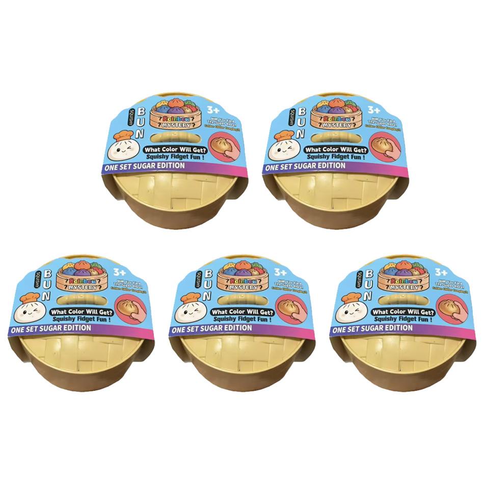Brinquedo Squishy de Bolinho Arco-Íris com Glitter Enchido de Bolinhas Squeeze Fidget com Estojo de Cozedor Sensorial Macio para Alívio do Stress e Relaxamento