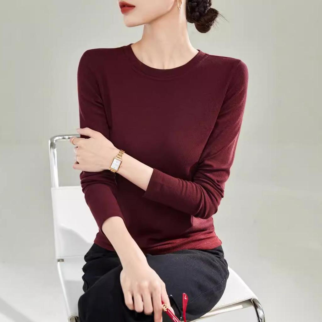 Ankola Women's Red Velvet Half Turtleneck Long Sleeve Shirt - Slimming, High Elastic, Warm, Spring/Autumn 2025