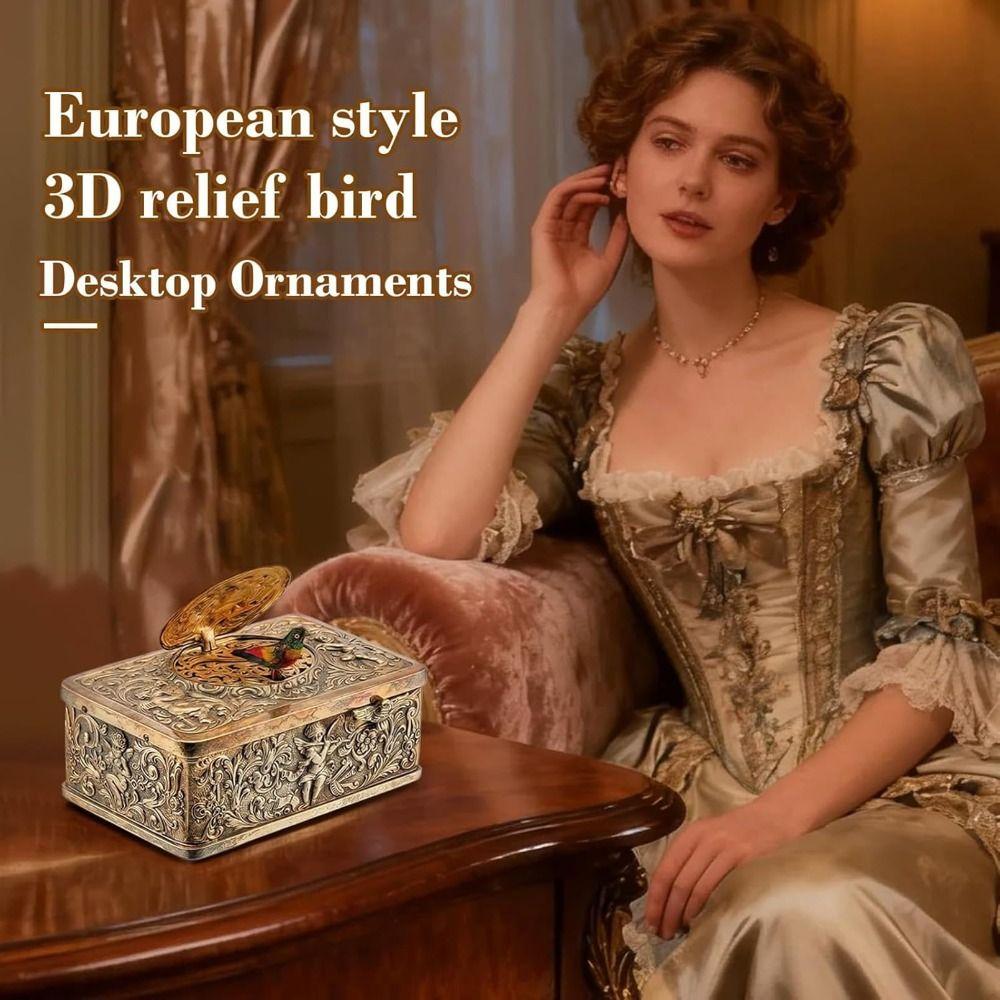 Vintage Singing Bird Music Box Elegant Mechanical Music Box Wind Up Music Box  Home Decoration