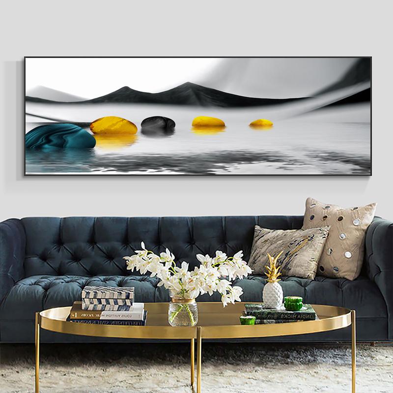 

Абстрактные золотые постеры и принты с золотым камнем, современная картина на холсте, настенные художественные картины для гостиной, домашний декор с оленем, без рамки 40x120cm No Frame