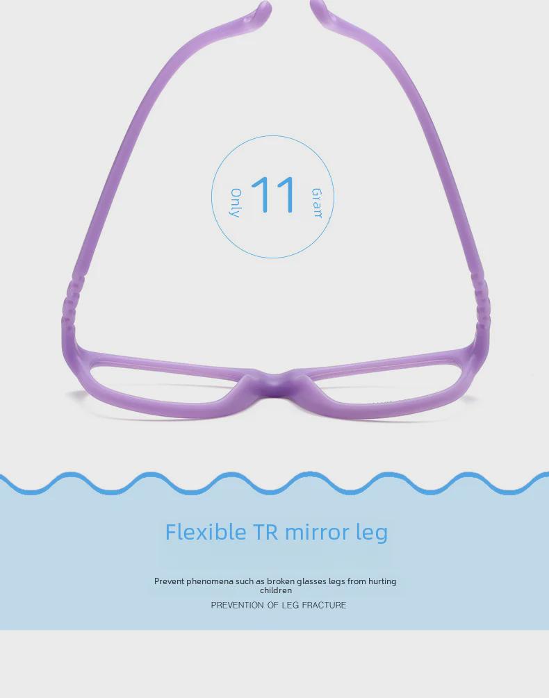 1254 Child's Square Silicone Screwless Myopia Glasses Frame - Paint-Free, European Standard