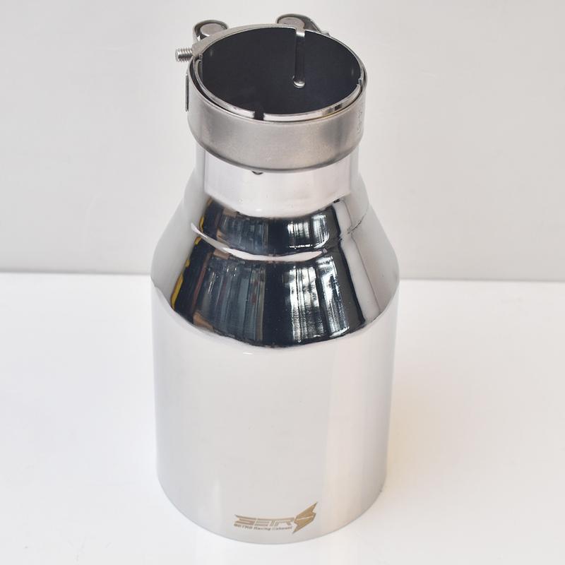 1Pc 304 SUS Universal Stainless Steel Inline Flange Exhaust Pipe  Muffler Tip Flat Cut IN 51MM OUT 76MM