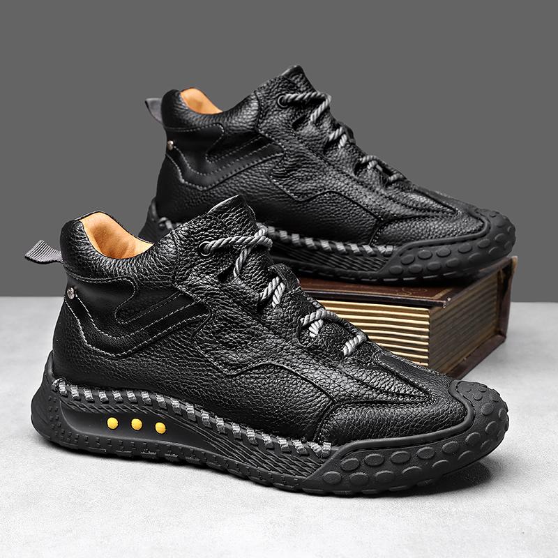 Fashion Non-Slip Male Walking Footwear Retro Style Men's Basic Boots Fashion Comfortable Leather Botas Classic Outdoor Motocross Boots
